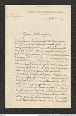 Nachlass Franz Steindachner, Brief von Jules de Guerne an Franz Steindachner (29.10.1890), Inv.Nr. 186.01, Seite 1